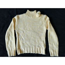 The Children's Place Butter Yellow Pom Pom Mock Neck Knit Sweater size L 10/12