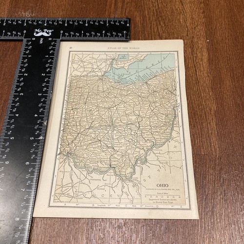 ANTIQUE MAP OF OHIO 1914 LL Poates & Co 8x6 Atlas Of The World - Picture 5 of 7