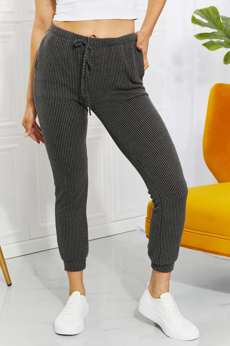 Blumin Apparel Full Size Easy Living Ribbed Joggers eBay