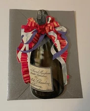 VTG The Gifted Line DieCut Blank Note Card UNUSED New Years Bottle of Champagne