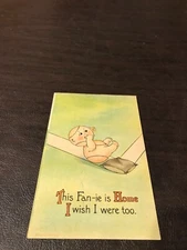 EARLY HUMOR UNPOSTED POSTCARD - THIS FAN - IE IS HOME - I WISH I WERE TOO