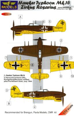 LF Models Decals 1/72 German ZIRKUS ROSARIUS HAWKER TYPHOON Mk.1C