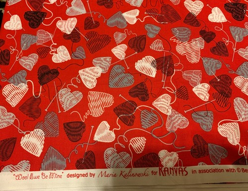 Quilting Fabric Benartex Kanvas Wool Ewe Be Mine Maria Kalinowski BTY
