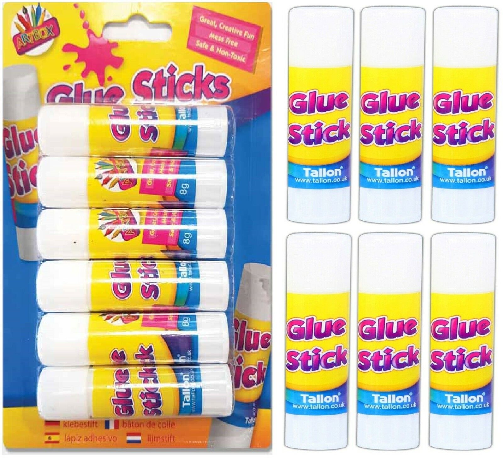 Glue Sticks Safe Non-toxic Pack of 6 Ideal for Arts/Kids/Crafts/Children/