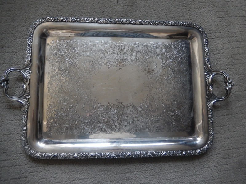VTG SCROLL & GRAPE WILCOX MIDCENTURY WAITER TRAY NEW BEVERLY MANOR