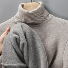 Men Knitted Turtleneck Sweater Anti Pilling Slim Fit Long Sleeve Solid Pullover
