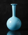 Vintage Mid Century Modern Turquoise Bulb Vase Long Neck Scandinavian Style 9”