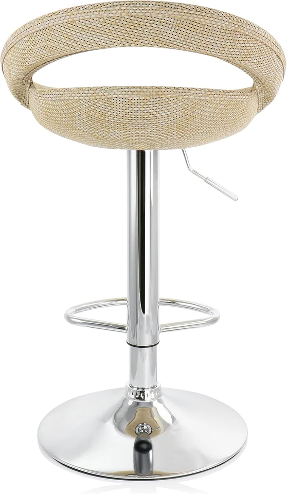 2 Piece Adjustable Rattan Barstool in Tan with Chrome Base, Grey, (ELM-905) - Image 3 of 4