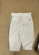 Nike Vapor Select Men's Short Baseball Pants White Black Piped BQ6437-100 Size L