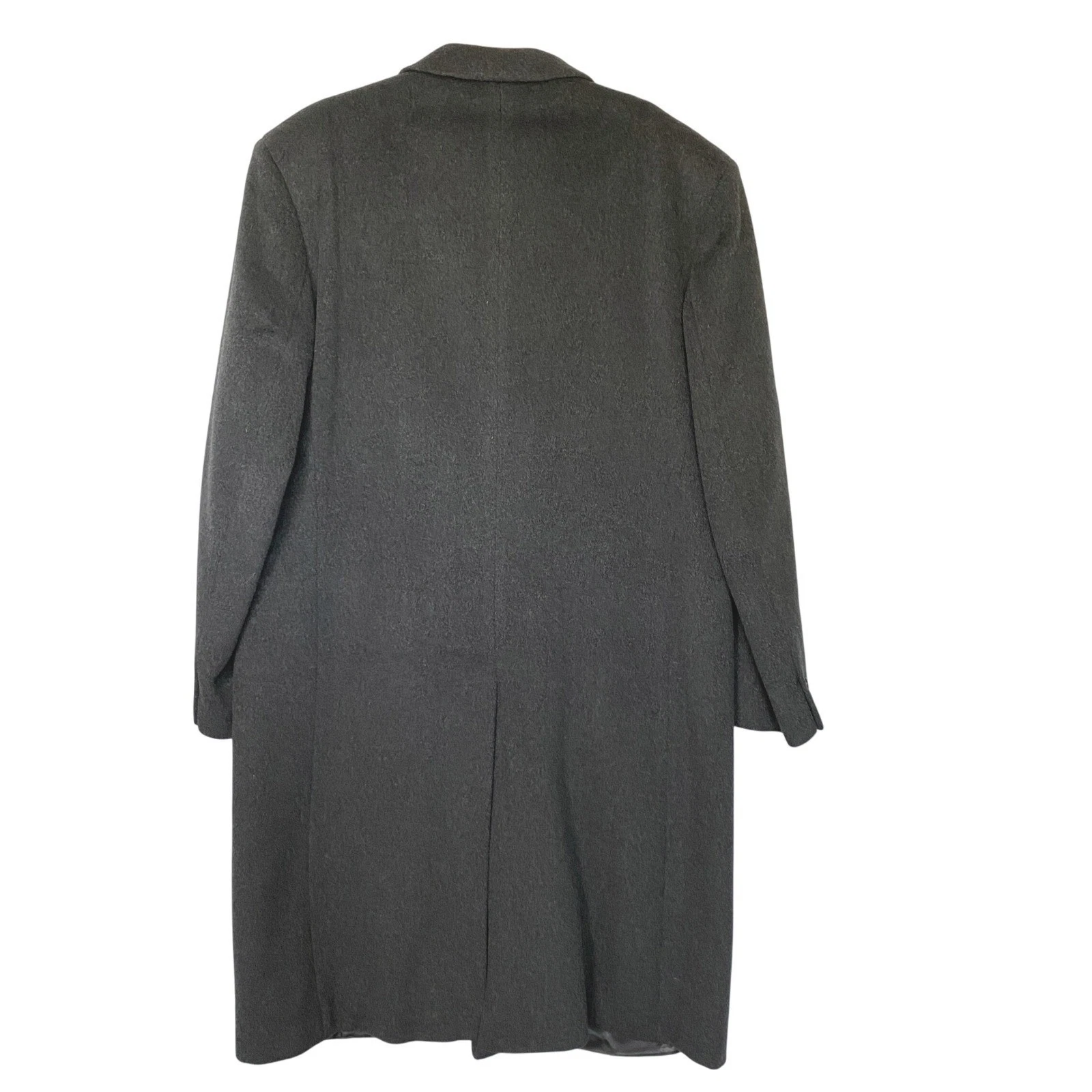 Vintage 80s Made in Yugoslavia Wool Overcoat Men 46R Charcoal Grey Long Coat image 2