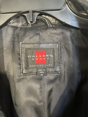 Gallery Woman 1X Black Genuine Lamb Leather Coat Women's Long