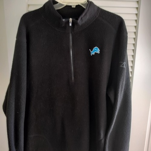 Detroit Lions Men's 3x Half Zip Fleece Cutter & Buck Black w/ Blue Logo - Picture 1 of 11