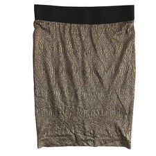 Karen Kane Skirt Small Gold Metallic Pencil Stretch Career Party USA Made
