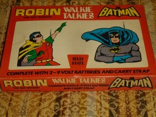 Bat Man & Robin Walkie Talkies 1973 Mint in Box Unused DC Comics