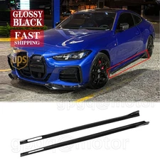 For BMW G22 G23 4 Series 2021-2025 Gloss Black V2 Style Side Skirt Extension Kit