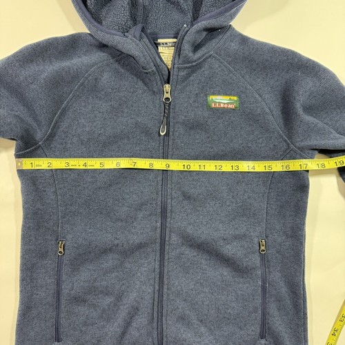 LL Bean Unisex Kids Hooded Sweater Fleece Jacket Bright Navy Size Medium 10 12 - Picture 5 of 6