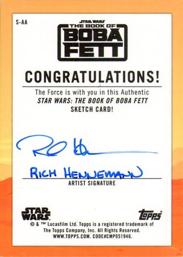 2023 Topps Star Wars BOOK OF BOBA FETT - Sketch Card by Rich Hennemann - 1/1 - Picture 2 of 2