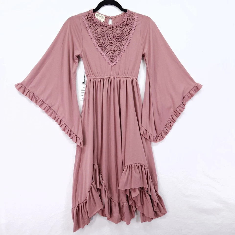 Vestido Joyfilm Niñas Fernanda Talla 8 en Ashe Rose Jersey Tejido Campana Manga Larga Foto 2 de 4