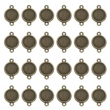50 Pcs Round Blank Pendant Trays, 12mm Bezels Connector Settings, Bronze