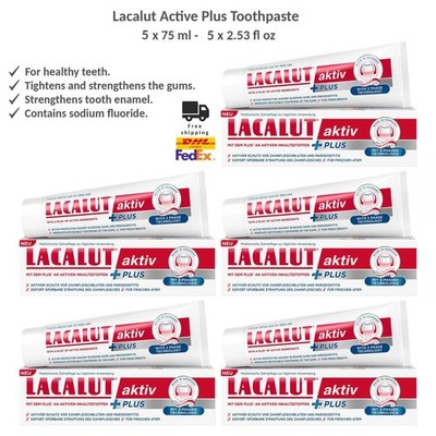 Lacalut Aktiv PLUS Toothpaste Enhanced Formula for Stronger Gums 75ml x 5