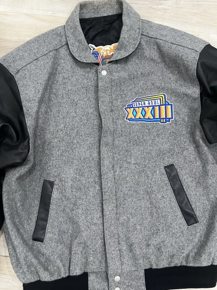 Super Bowl Jacket Jeff Hamilton JH Wool Bomber Varsity Men’s XL Rare NFL AFC NFC - Image 3 of 4