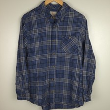 Field Stream Flannel Shirt Men's M Blue, Gray, Black Plaid 100 Cotton
