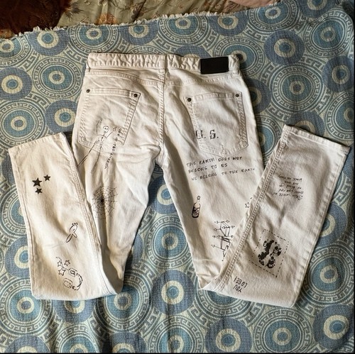 Just Cavalli White Graffiti Jeans Size 32 - Picture 2 of 12