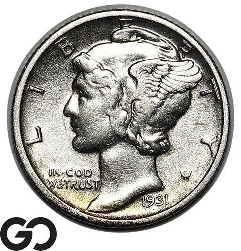 1931-D Mercury Dime, Choice AU++, Tougher Date Denver Issue