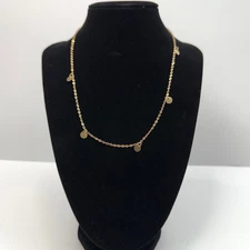 Disc Charms Necklace Gold Tone Chain Delicate Dainty Style Fashion Jewelry 8.5in