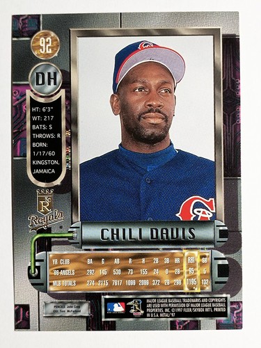 1997 Metal Universe #92 Chili Davis - Imagen 2 de 2