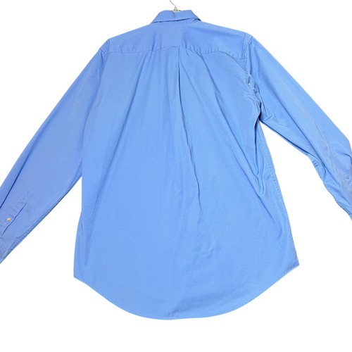 Camicia Lands End con bottoni uomo M/T blu manica lunga abito camicia business - Foto 10 di 10