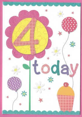 4. Happy Birthday Grußkarte Mädchen 4 Jahre Mädchen 4. Party