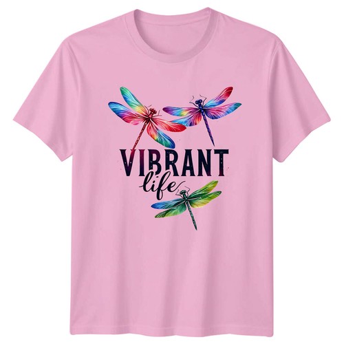 Vibrant Life Dragonfly Graphic Nature Lover T-Shirt - Picture 8 of 10
