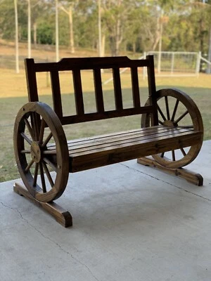Wooden Wagon Wheel Bench Seat Outdoor Dining Furniture