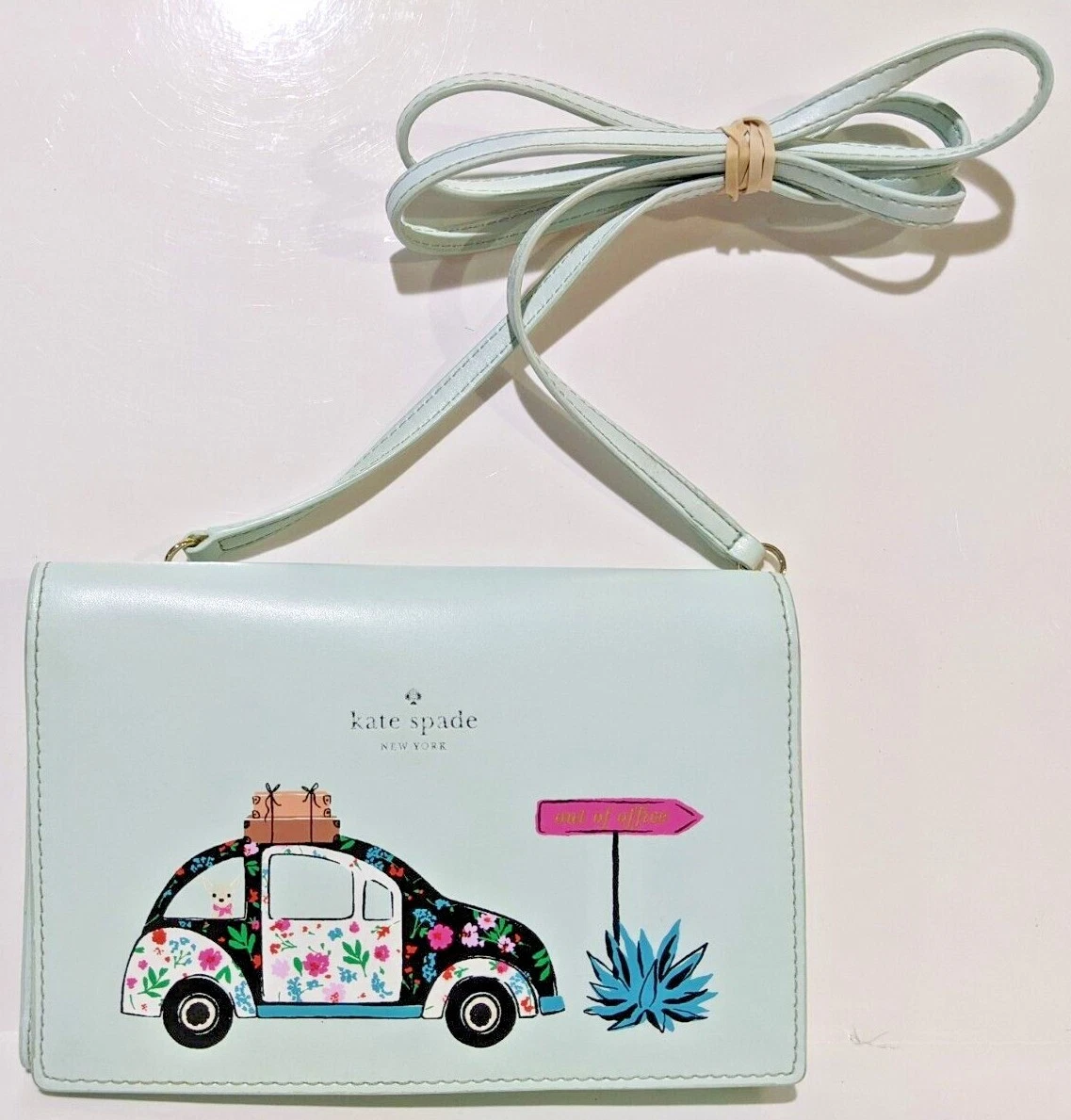 Kate Spade Winni Out Of Office Leather Clutch Crossbody VW Bug