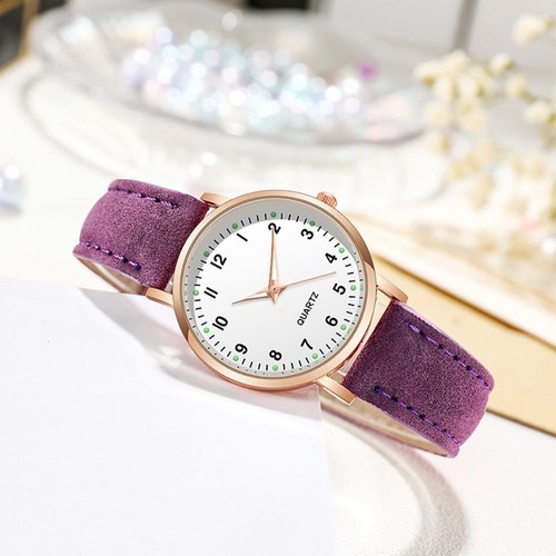 Leather Watch Band Quartz Wristwatches Alloy Wrist Watches Round Watches Women - Picture 5 of 17