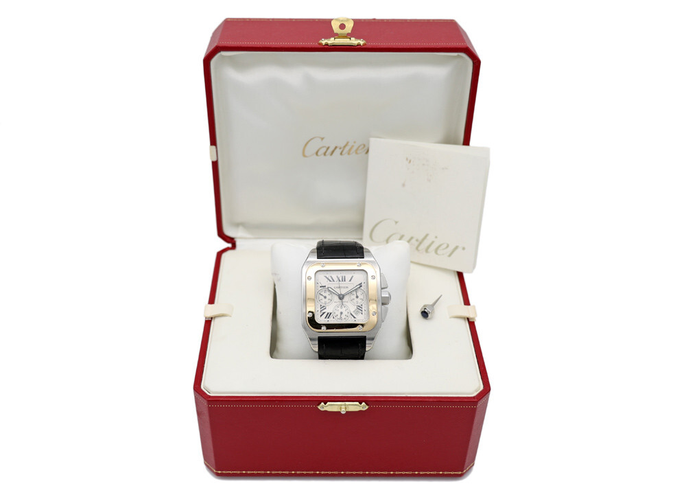 Cartier Santos 100 XL Chronograph 18k Gold and Stainless Steel Watch