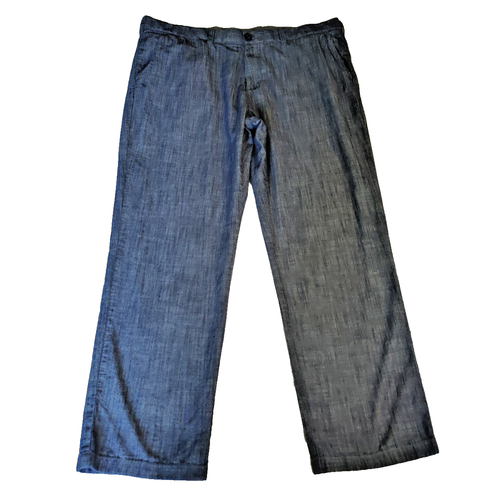 Tommy Hilfiger Pants Mens 38x30 Blue Chambray Straight Cotton Chino Flat Front