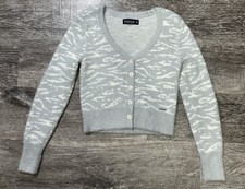 Abercrombie Fitch Cropped Sweater Soft AF Womens Size XS Gray Button Cardigan