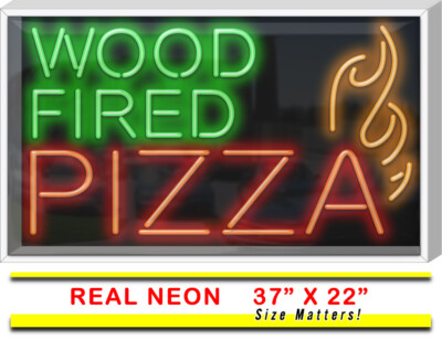 OUTDOOR Wood Fired Pizza Neon Sign | Jantec | 37'' x 22'' | Hand Tossed Wings Shop