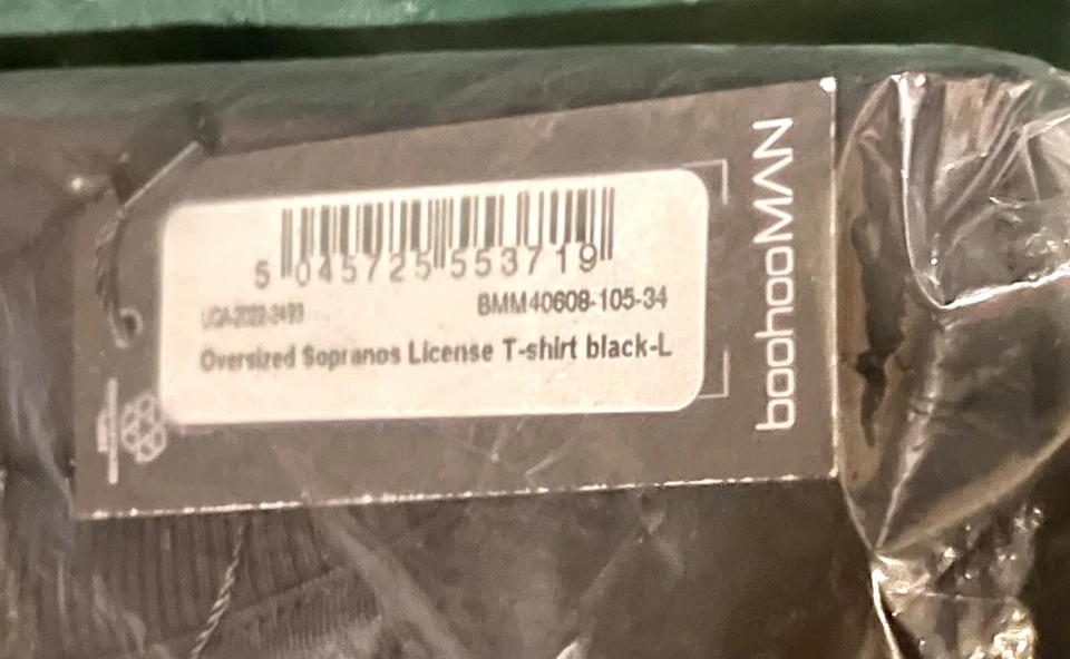Boohoo 超大黑道家族许可证 T 恤黑色(全新带标签密封袋)  — 第 4/4 张图片