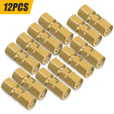 12PCS Straight Brass Brake Line Compression Fitting Unions For OD Tubing 3/16''