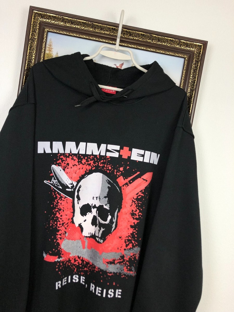Vintage Rammstein Band Hoodie Mens Black Over Print Jacket Rare