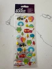 Sticko Autocollant 25 Mini Colorful Animal Friends Turtle Frog Bird Scrapbooking