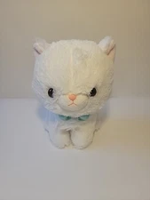 Amuse Myu White Kitty Cat Small Plush Stuffed Animal Toy Blue Bow 8" Kawaii
