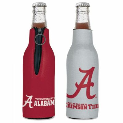 ALABAMA CRIMSON TIDE 2 SIDED BOTTLE HOLDER COOZIE KOOZIE COOLER WITH ZIPPER
