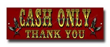 CASH ONLY METAL SIGN. 12" x 4" TATTOO STUDIO / PARLOUR CASH ONLY SIGN.GET INKED.