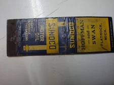 Hoffman & Swan Flatrock, Mich. Sunoco gas and oil 1 930s Matchbook