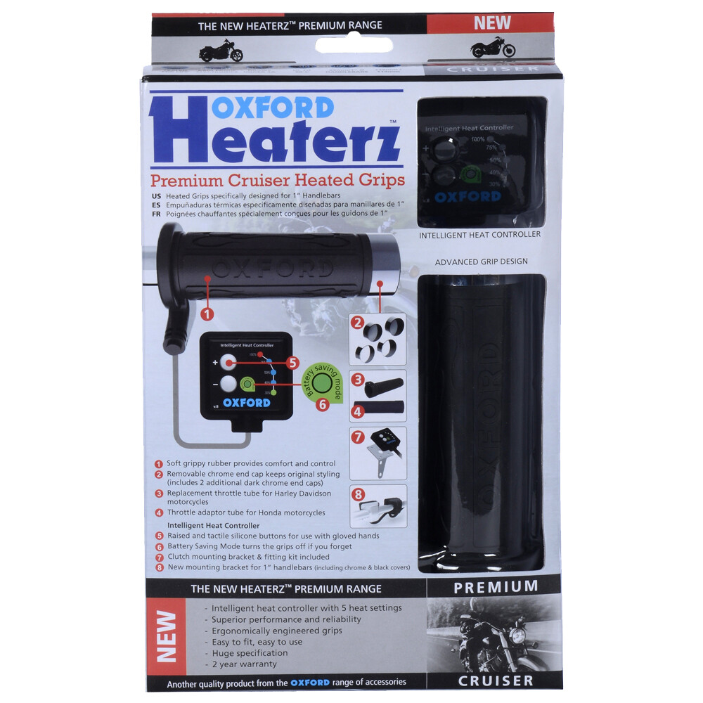 Oxford Premium Cruiser Heated Hot Grips 1 Inch 25mm Motorbike Motorcycle EL800