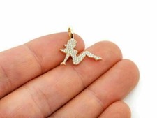 1.20Ct Diamond Mud Flap Girl Trucker Pendant Free Chain 14K Yellow Gold Finish